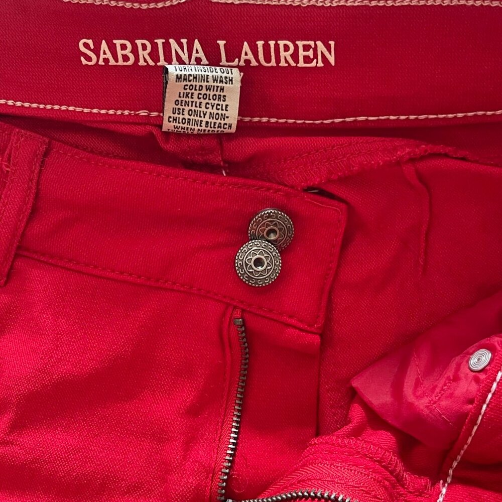 🔴 Sabrina Lauren Skinny Capri Jeans Pants – Vibrant Red Stretch Fit Size 8P - Picture 8 of 9